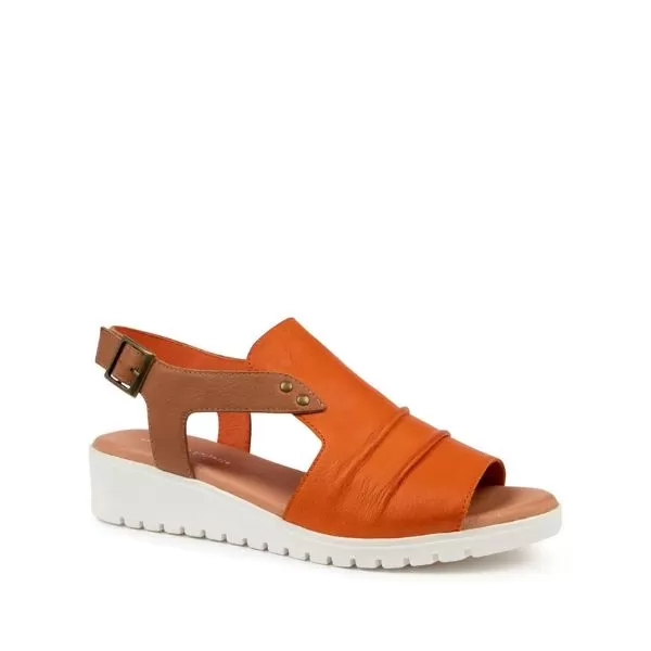 Django & Juliette Women's Madis Orange/Dark Tan Leather