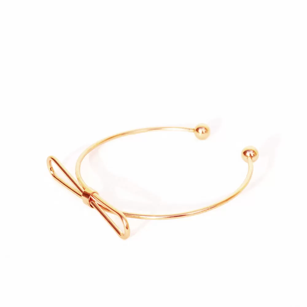 Elegant Bow Open Cuff Rosegold Bracelet