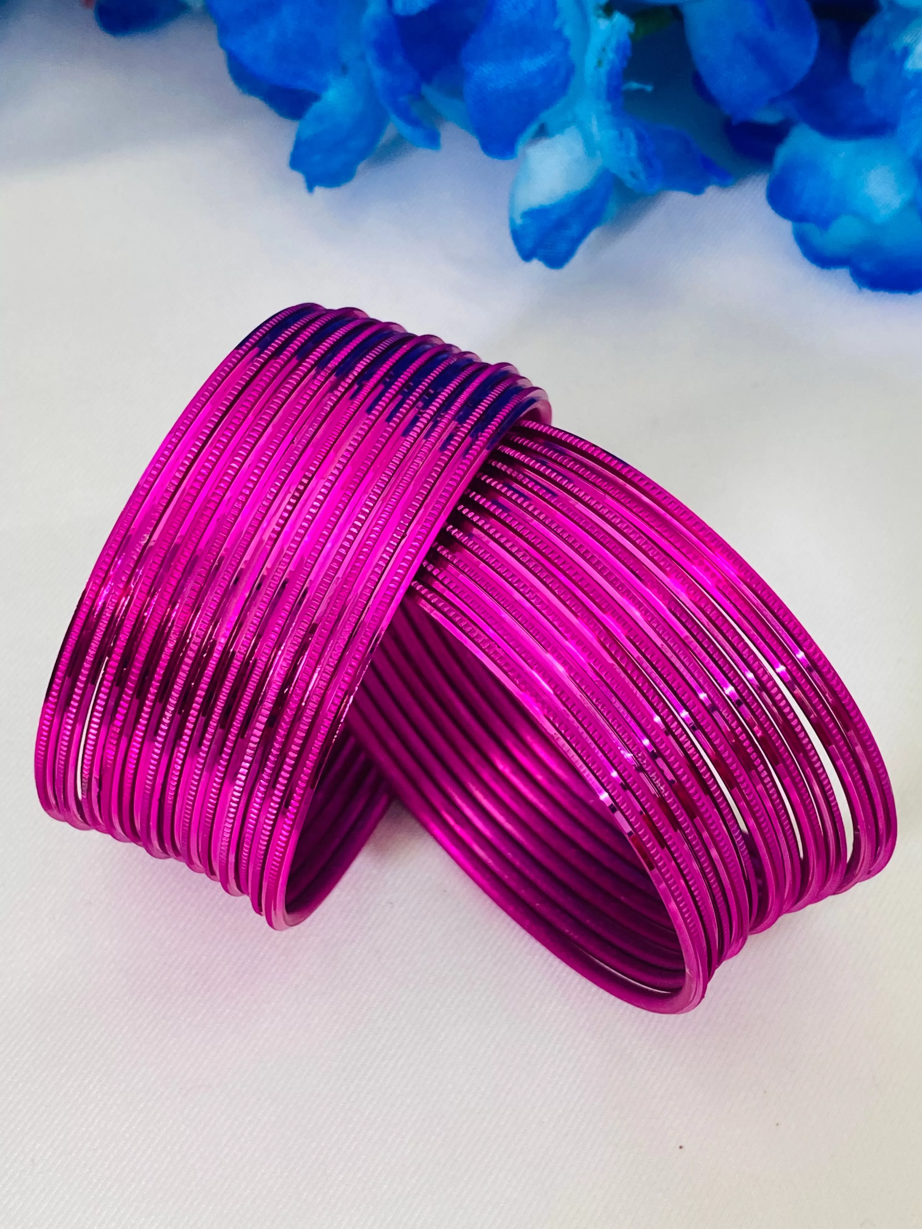 Elegant Pink Color Stylish Plain Metal Bangles