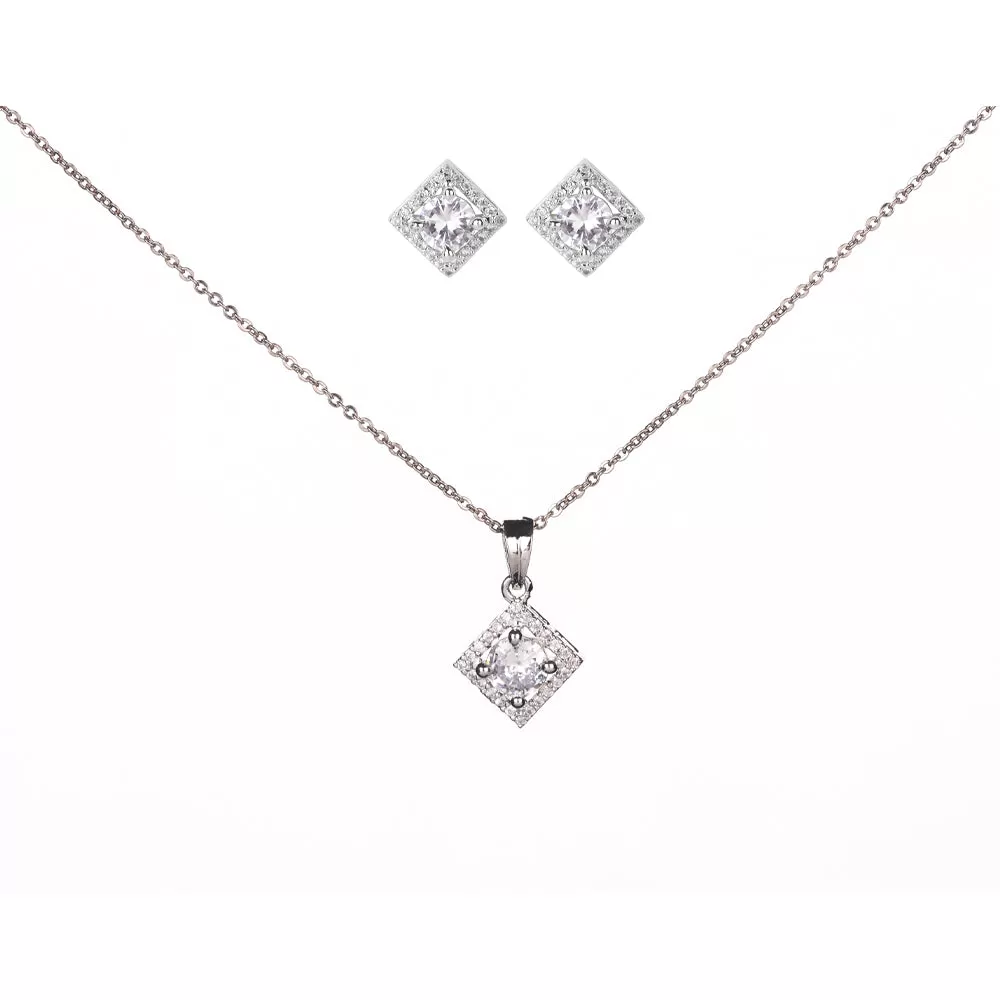 Elegant Rhodium Locket Set with Pearl Accent