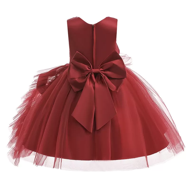 Elegant Wine Flower Girl Dress