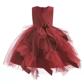 Elegant Wine Flower Girl Dress