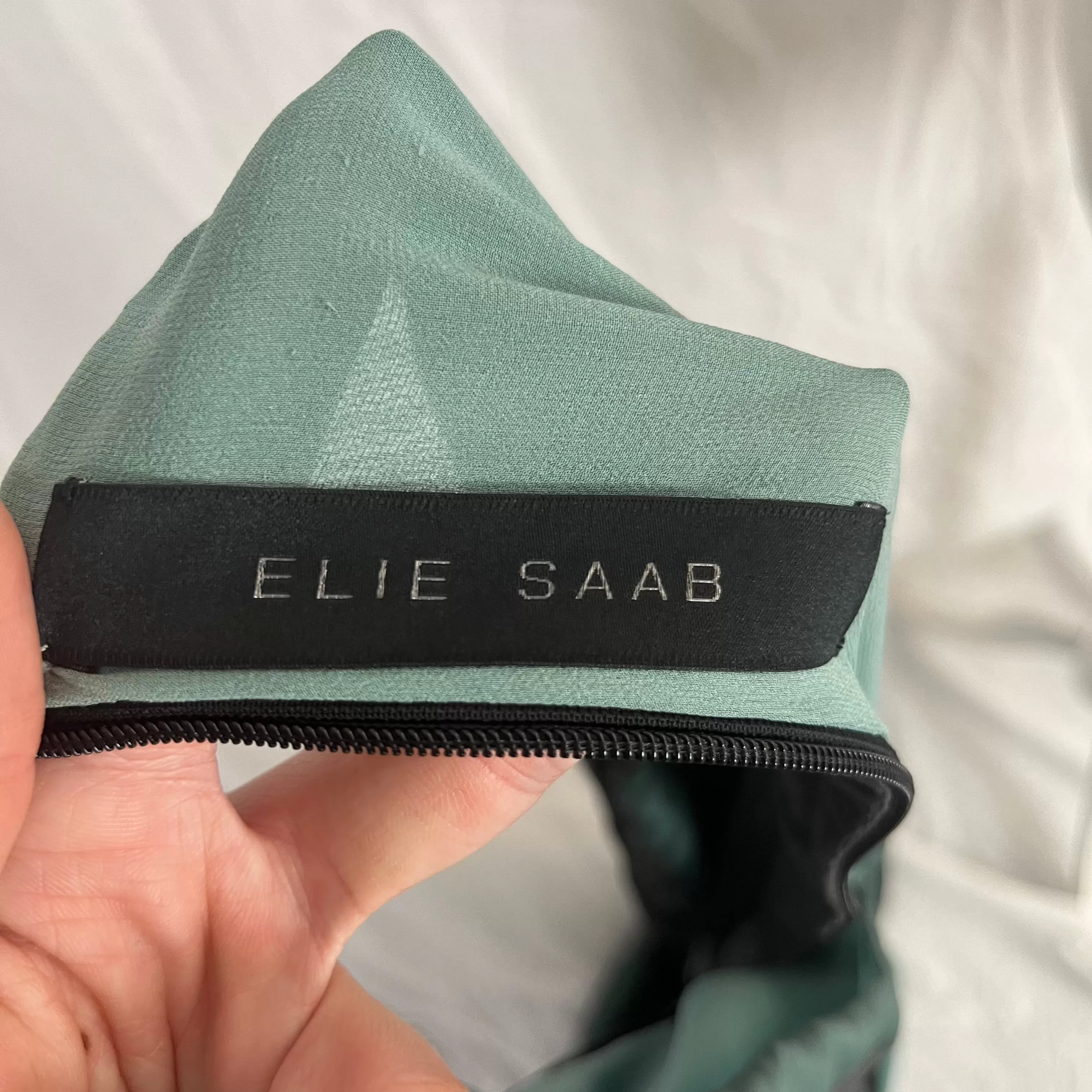 Elie Saab Sea Green & Black Velvet Maxi Dress XXS