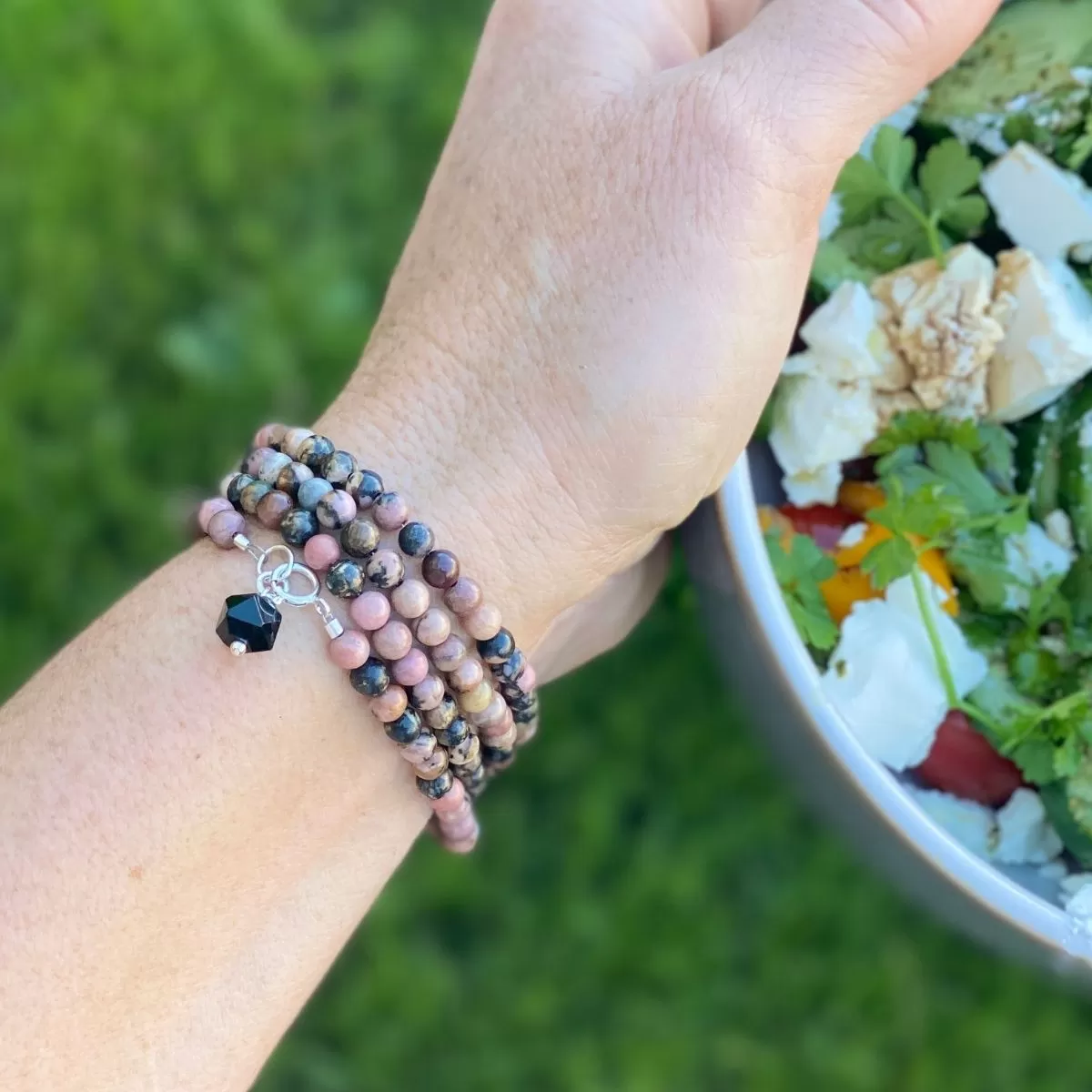 Emotional Balance Rhodonite Wrap Bracelet