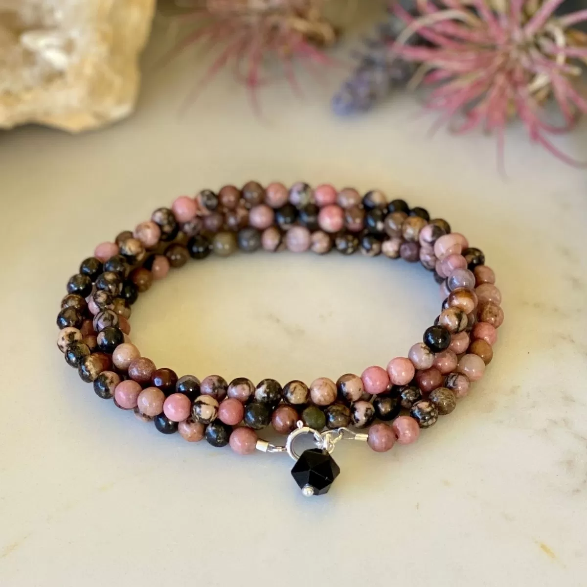 Emotional Balance Rhodonite Wrap Bracelet