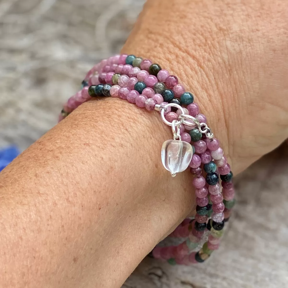 Emotional Healing Rainbow Chakra Tourmaline Wrap Bracelet for Self Love