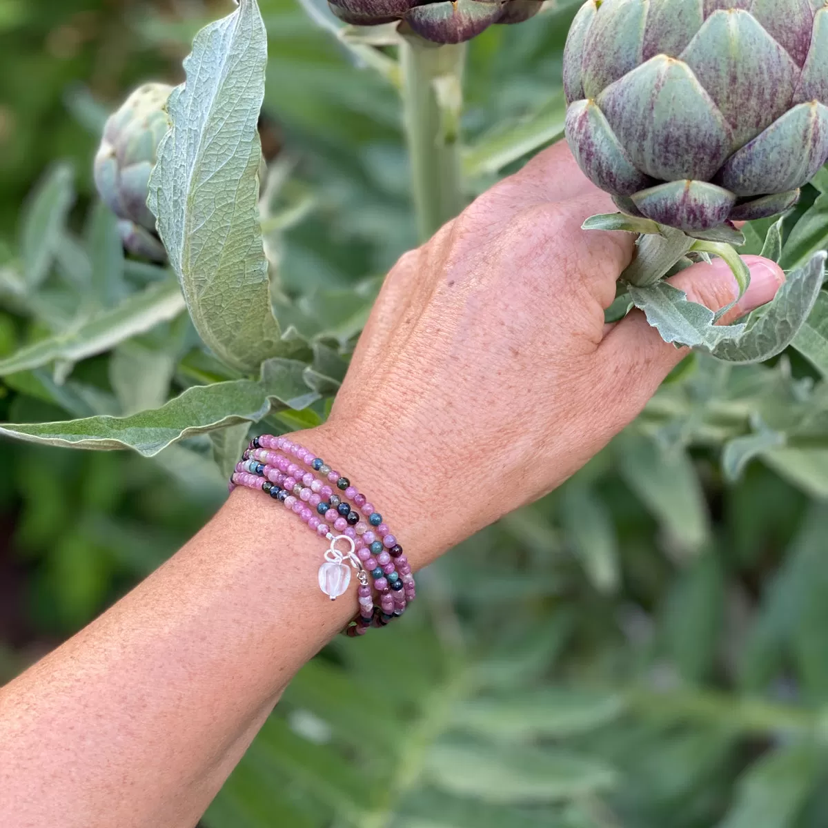 Emotional Healing Rainbow Chakra Tourmaline Wrap Bracelet for Self Love