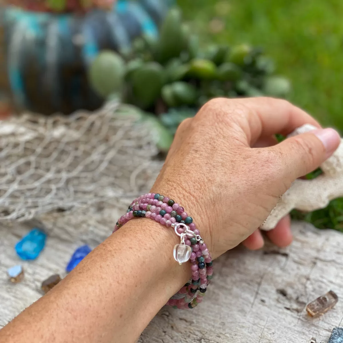 Emotional Healing Rainbow Chakra Tourmaline Wrap Bracelet for Self Love