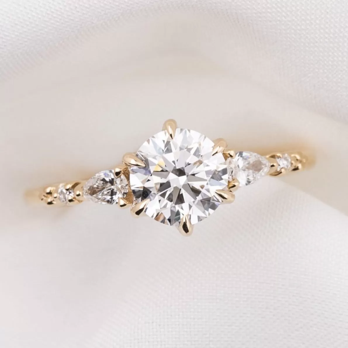 Estel Fleur Petal Ring 1.04ct Lab Diamond 14k Yellow Gold