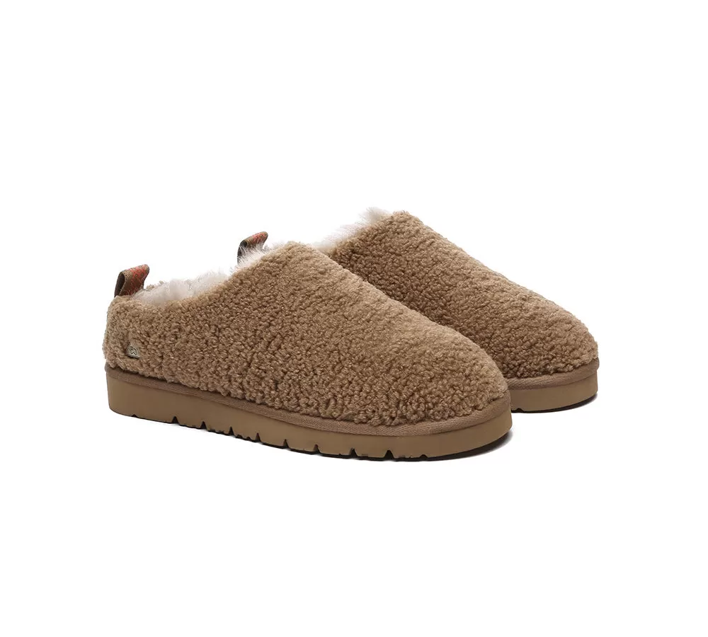 EVERAU UGG Sheepskin Wool Plush Ankle Slippers Teddycozy