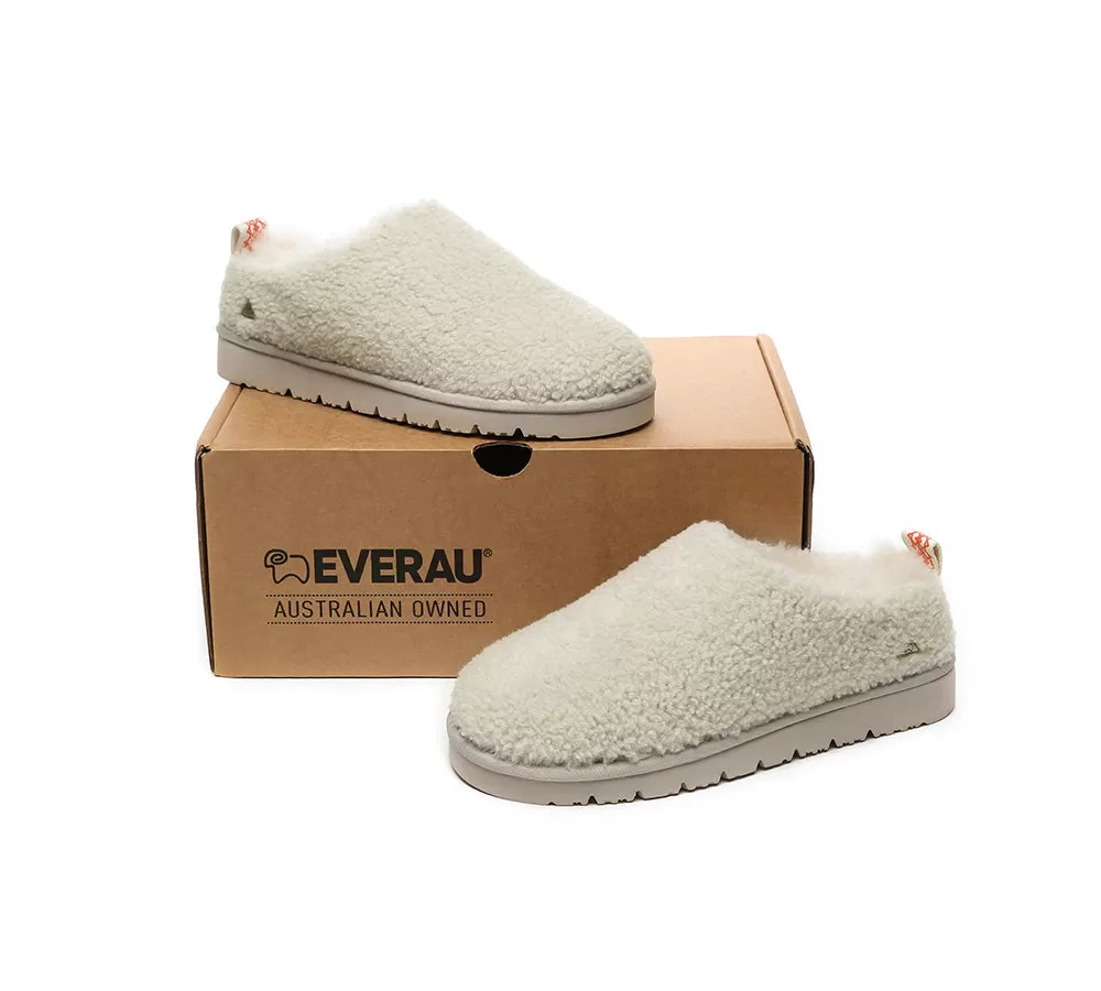 EVERAU UGG Sheepskin Wool Plush Ankle Slippers Teddycozy