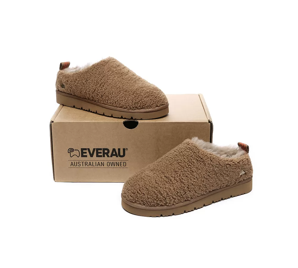 EVERAU UGG Sheepskin Wool Plush Ankle Slippers Teddycozy