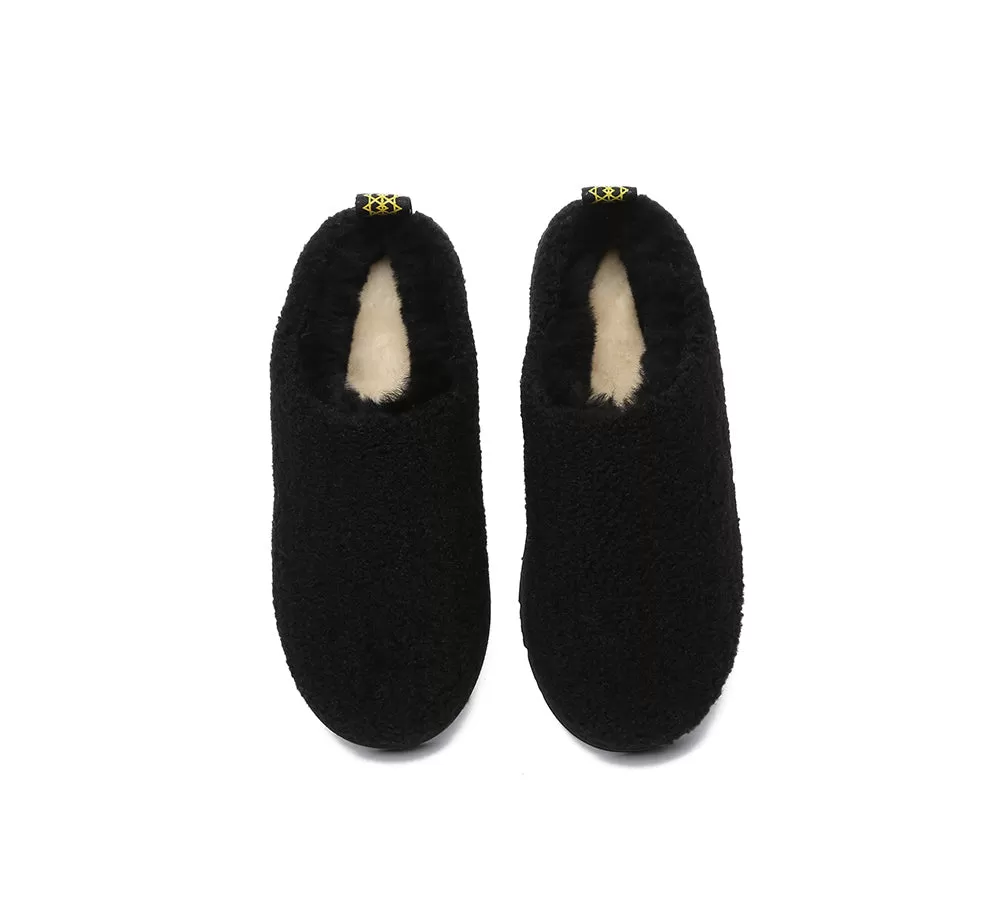 EVERAU UGG Sheepskin Wool Plush Ankle Slippers Teddycozy