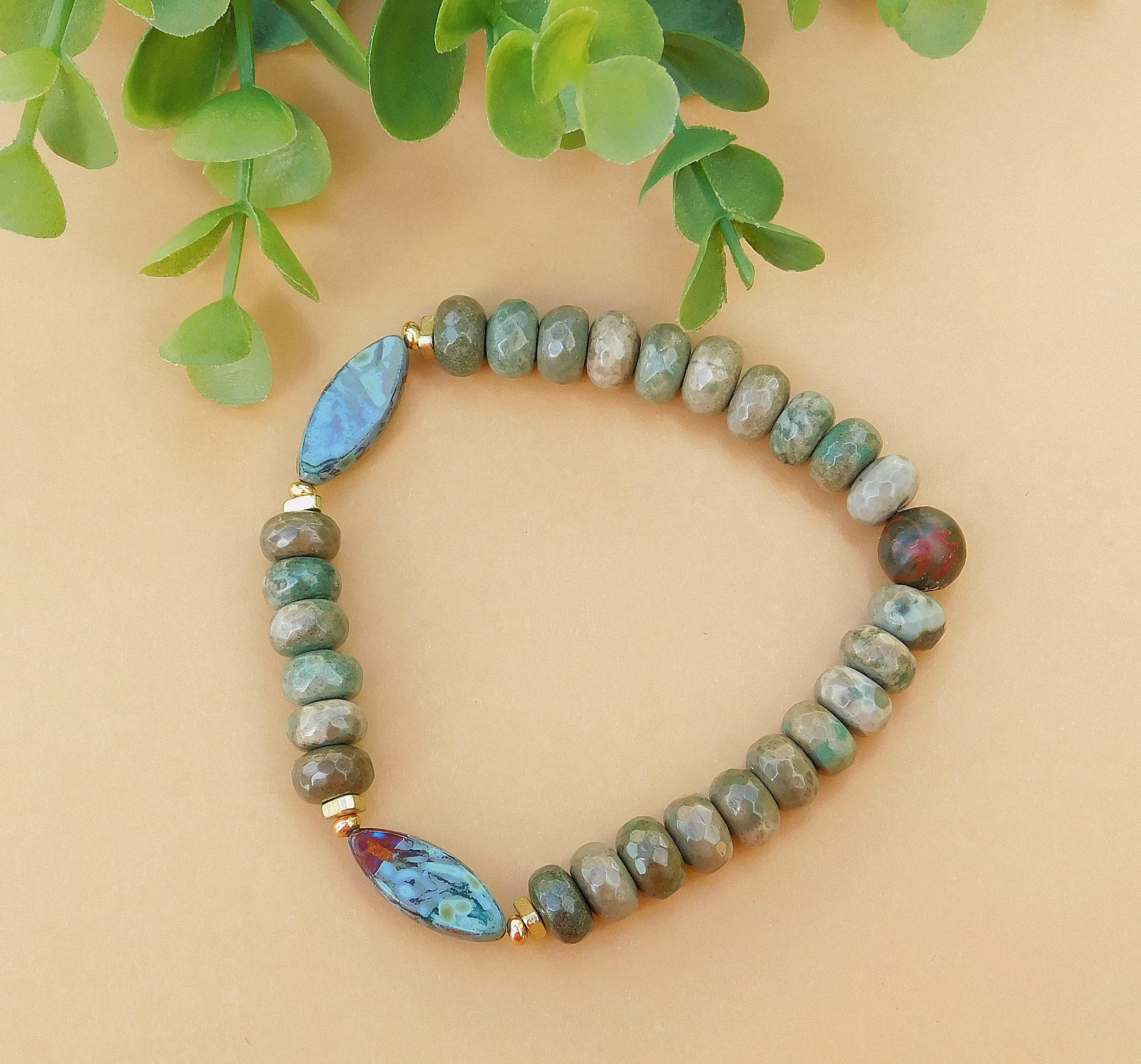 Faceted Chrysoprase Gemstone Bracelet