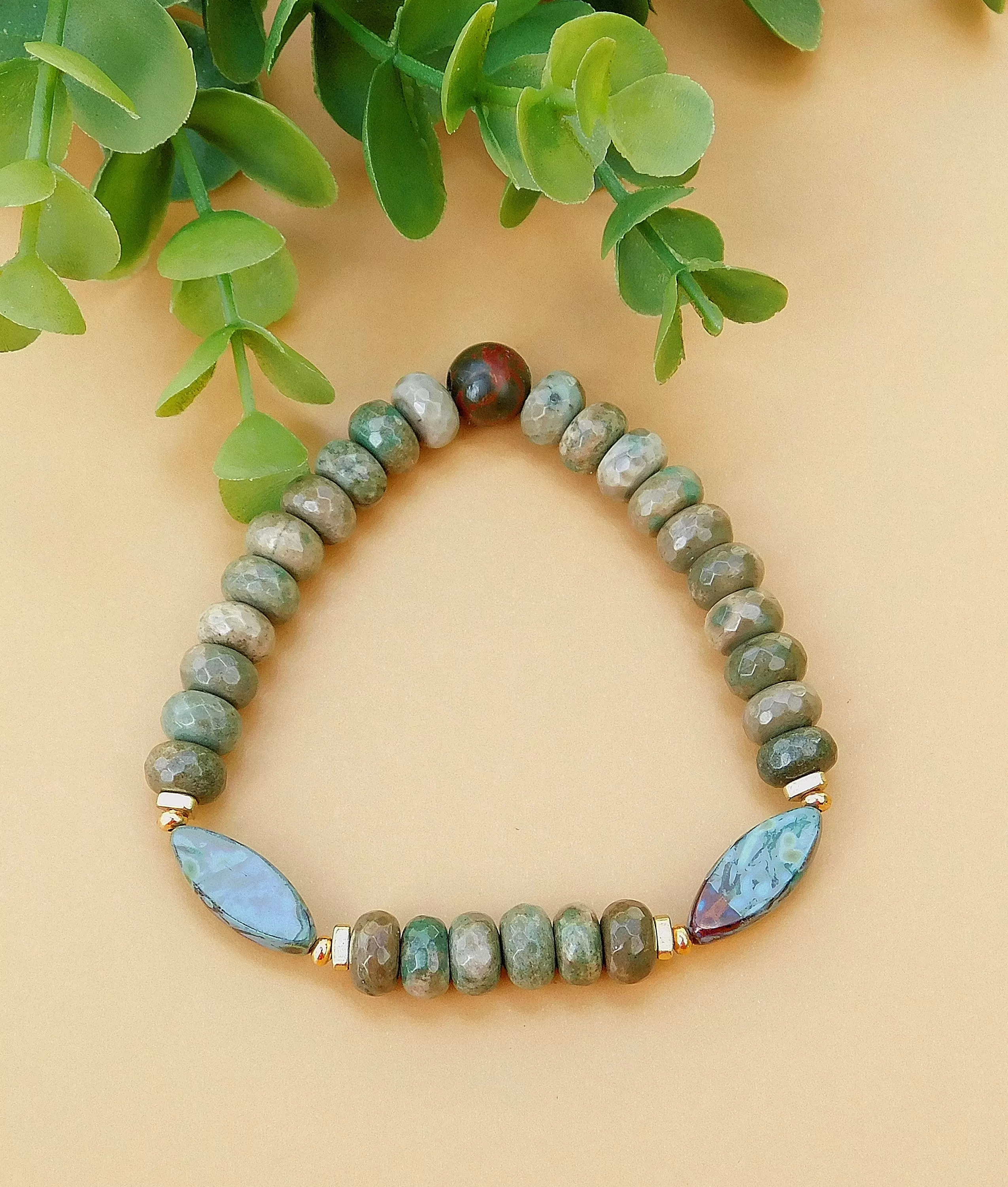 Faceted Chrysoprase Gemstone Bracelet