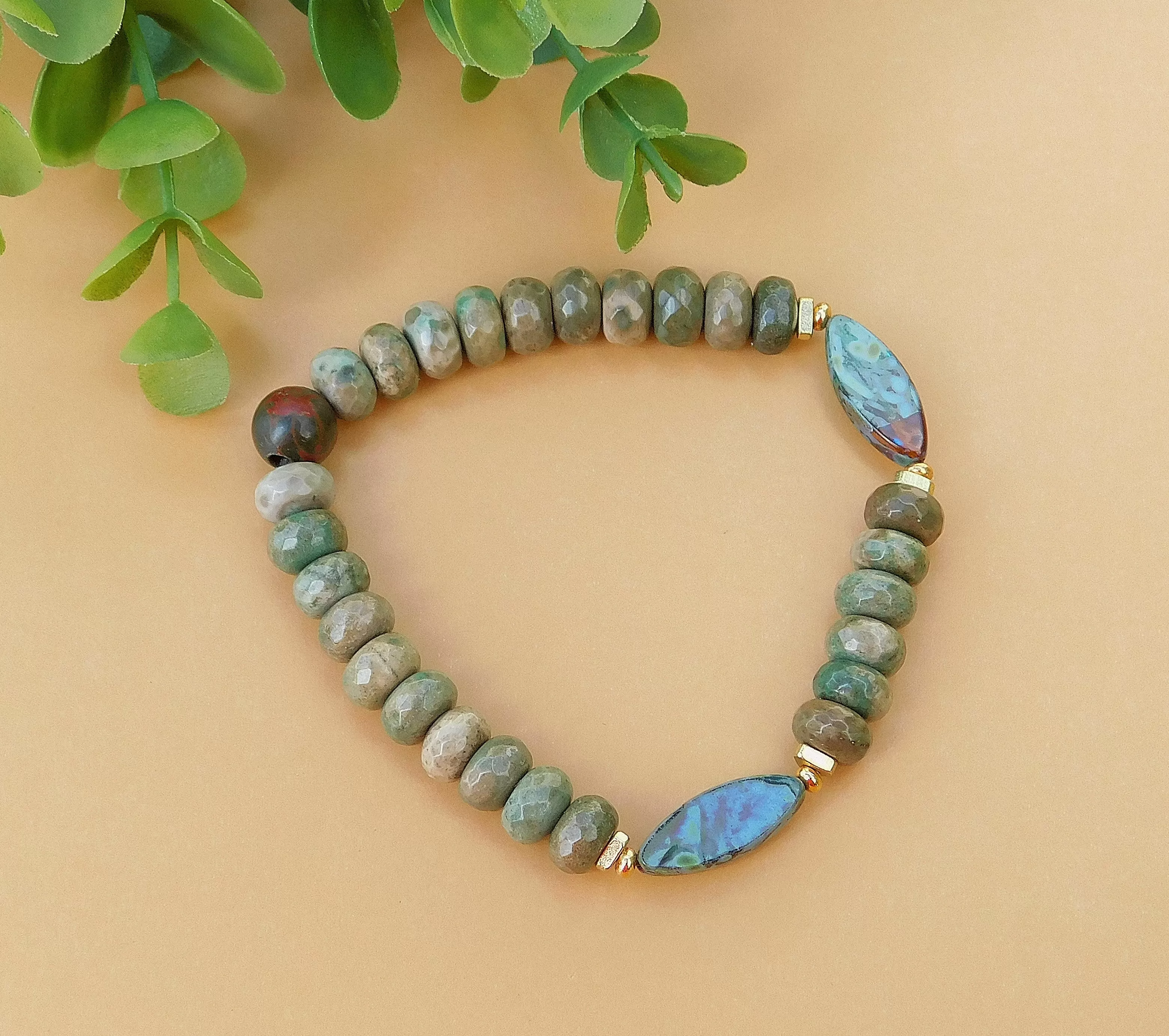 Faceted Chrysoprase Gemstone Bracelet