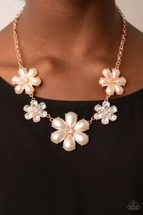 Fiercely Flowering - Copper Pearl Necklace Paparazzi Accessorie