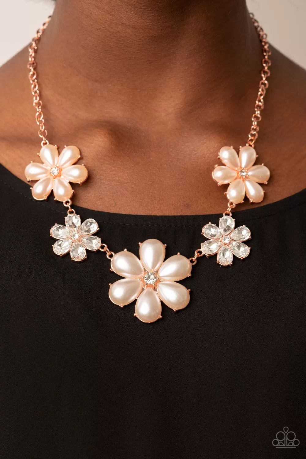 Fiercely Flowering - Copper Pearl Necklace Paparazzi Accessorie