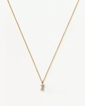 Fine Diamond Initial Mini Pendant Necklace - I | 14k Solid Yellow Gold Plated/Diamond