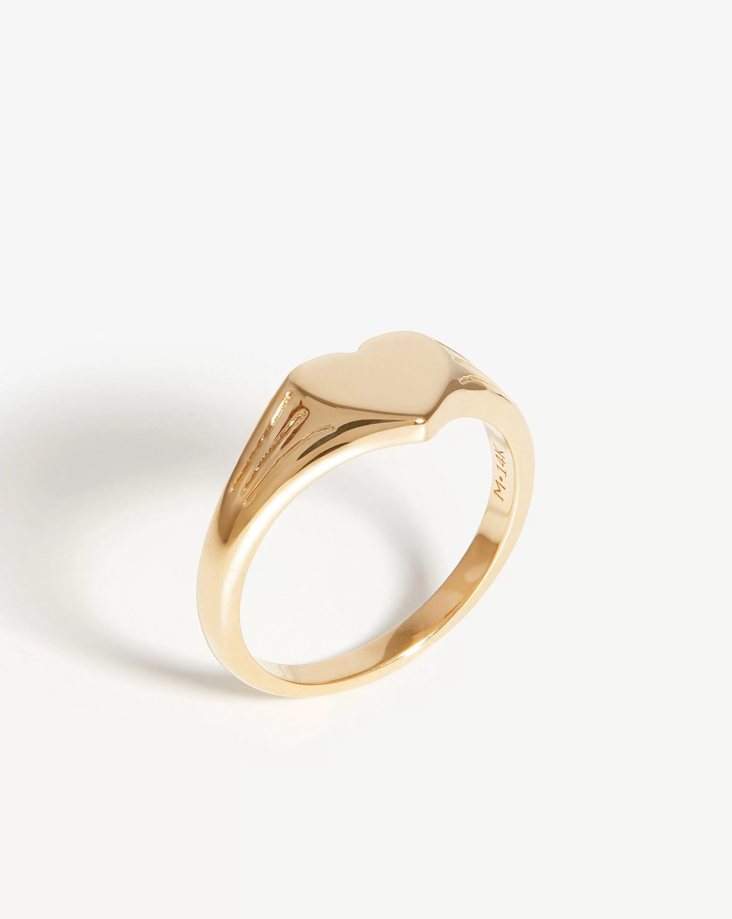 Fine Engravable Heart Signet Ring | 14ct Solid Gold