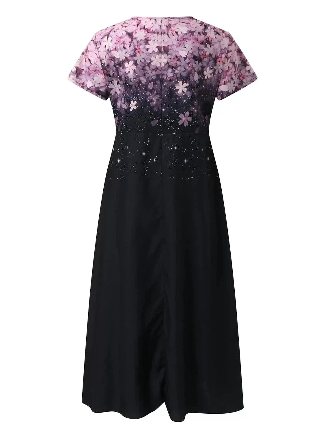 Floral V-Neck Plus Size Midi Dress for Elegant Summer Style