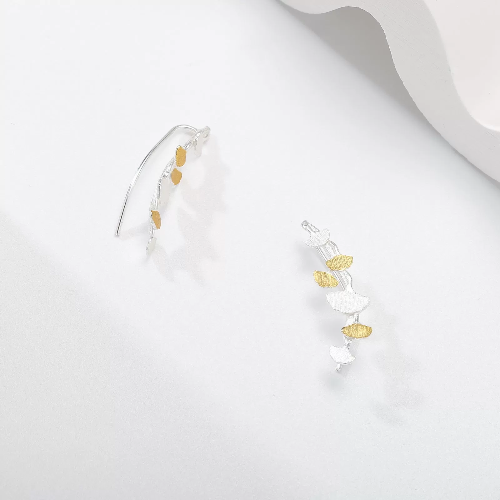 Ginkgo Leaves Branch Stud Earrings