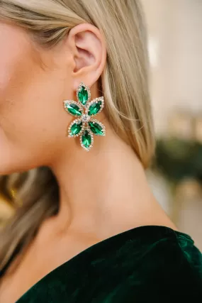 Glenda Emerald Green Rhinestone Earrings