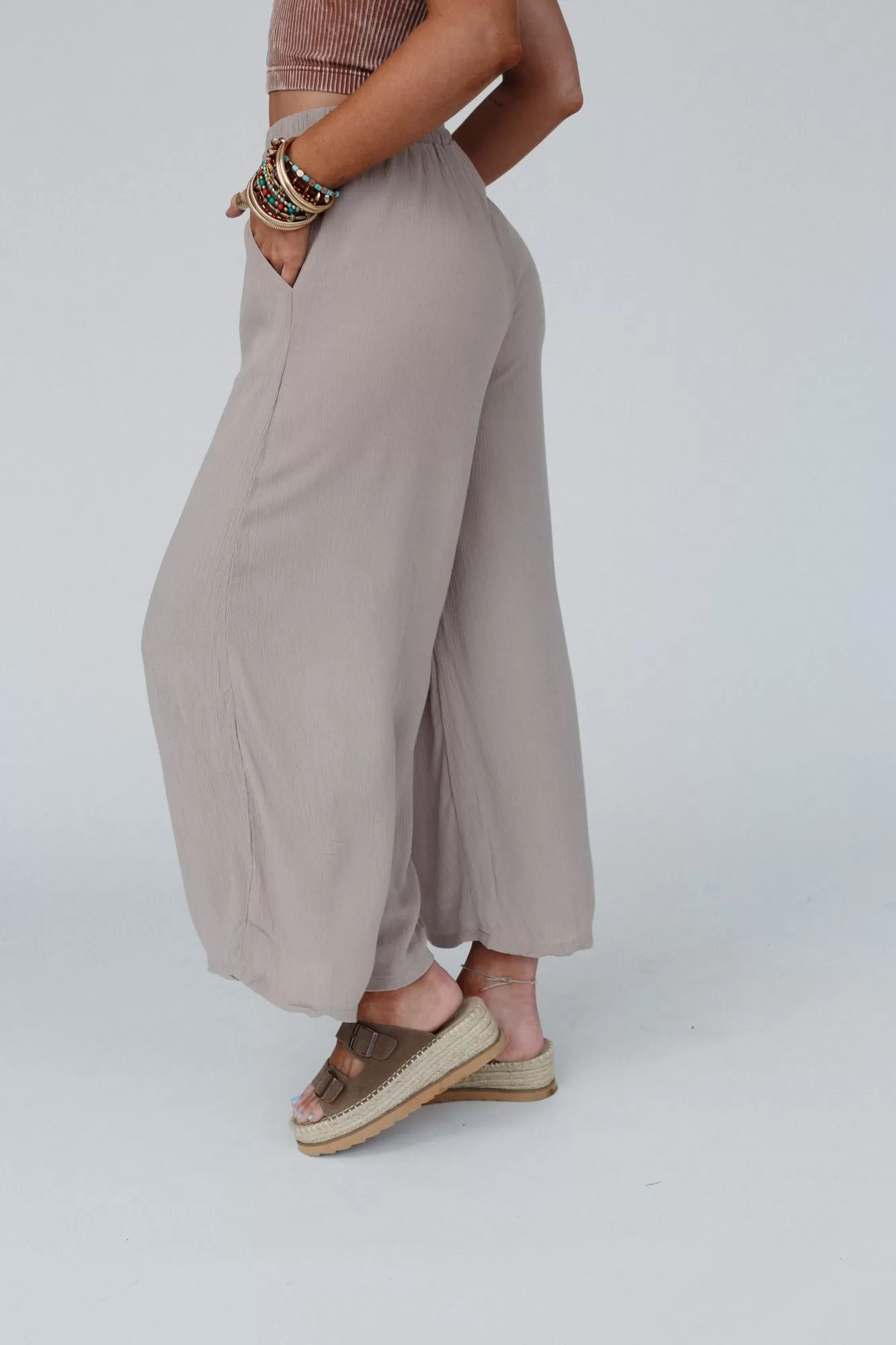 Go With The Flow Wide Leg Pant - Ash Mocha