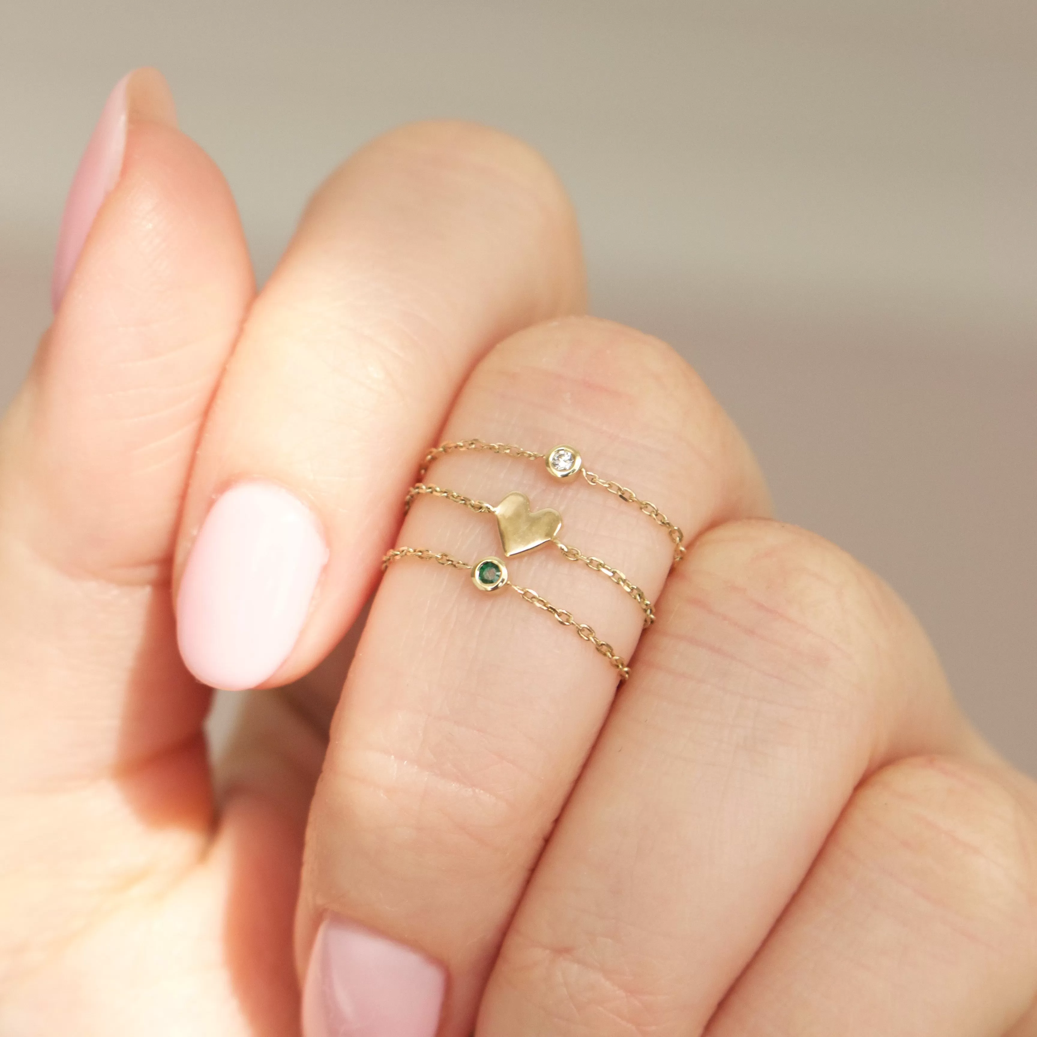 Gold Heart Chain Ring