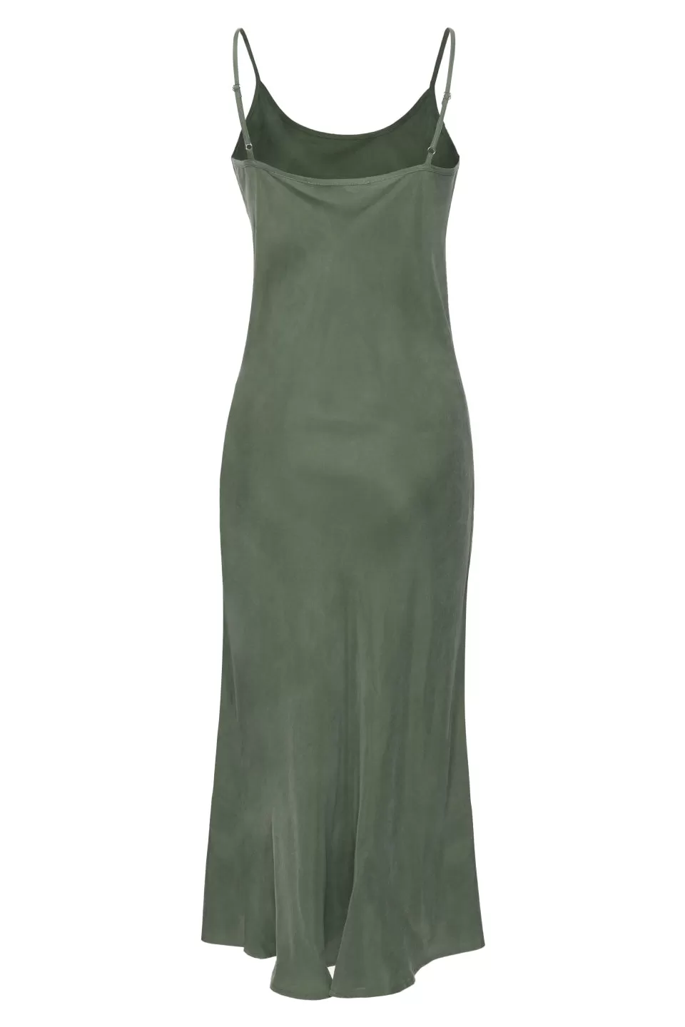 Golden Hour Khaki Cupro Bias Slip Midi Dress