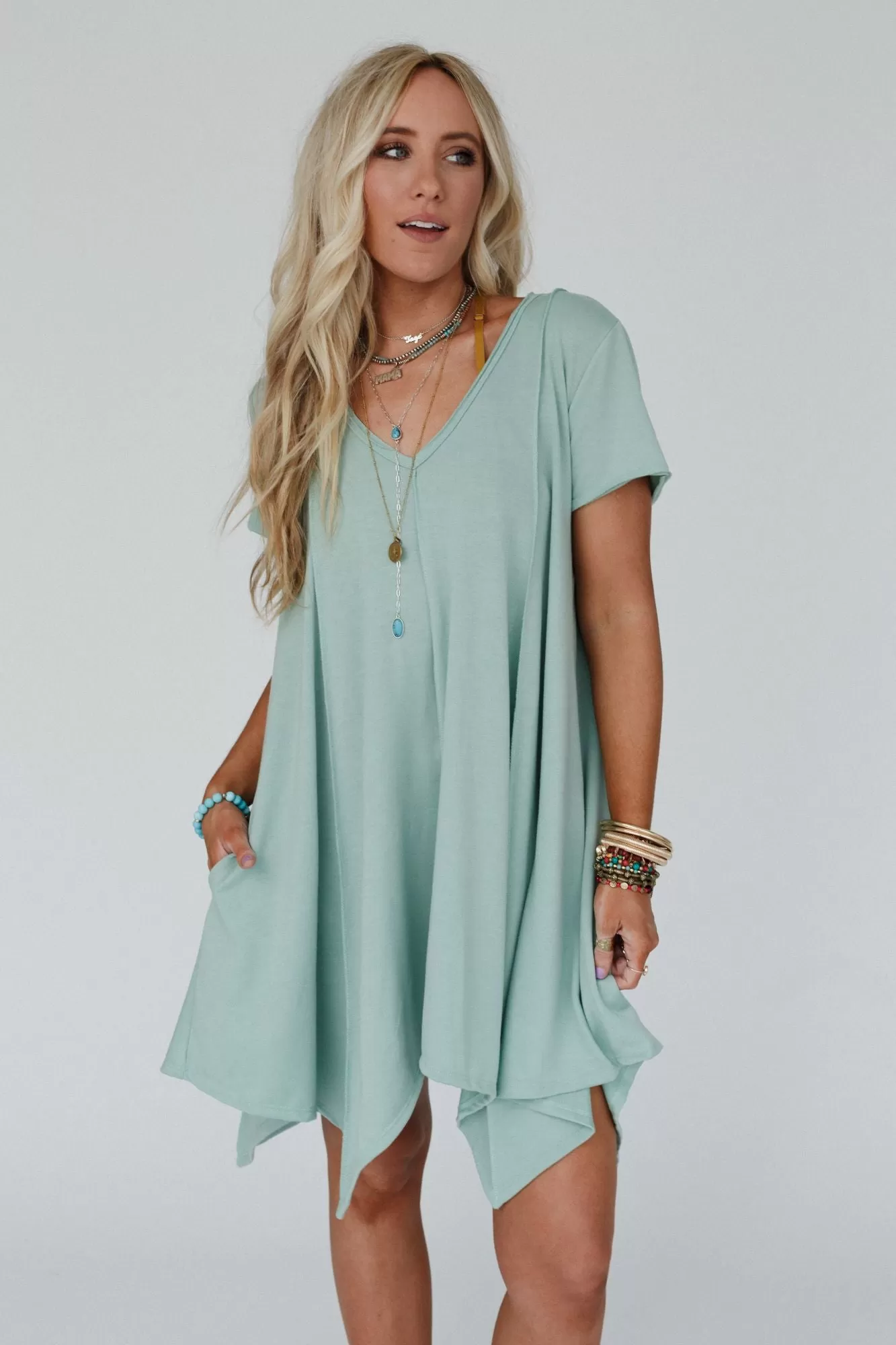 Golden Hour Short Sleeve Dress - Dusty Sage