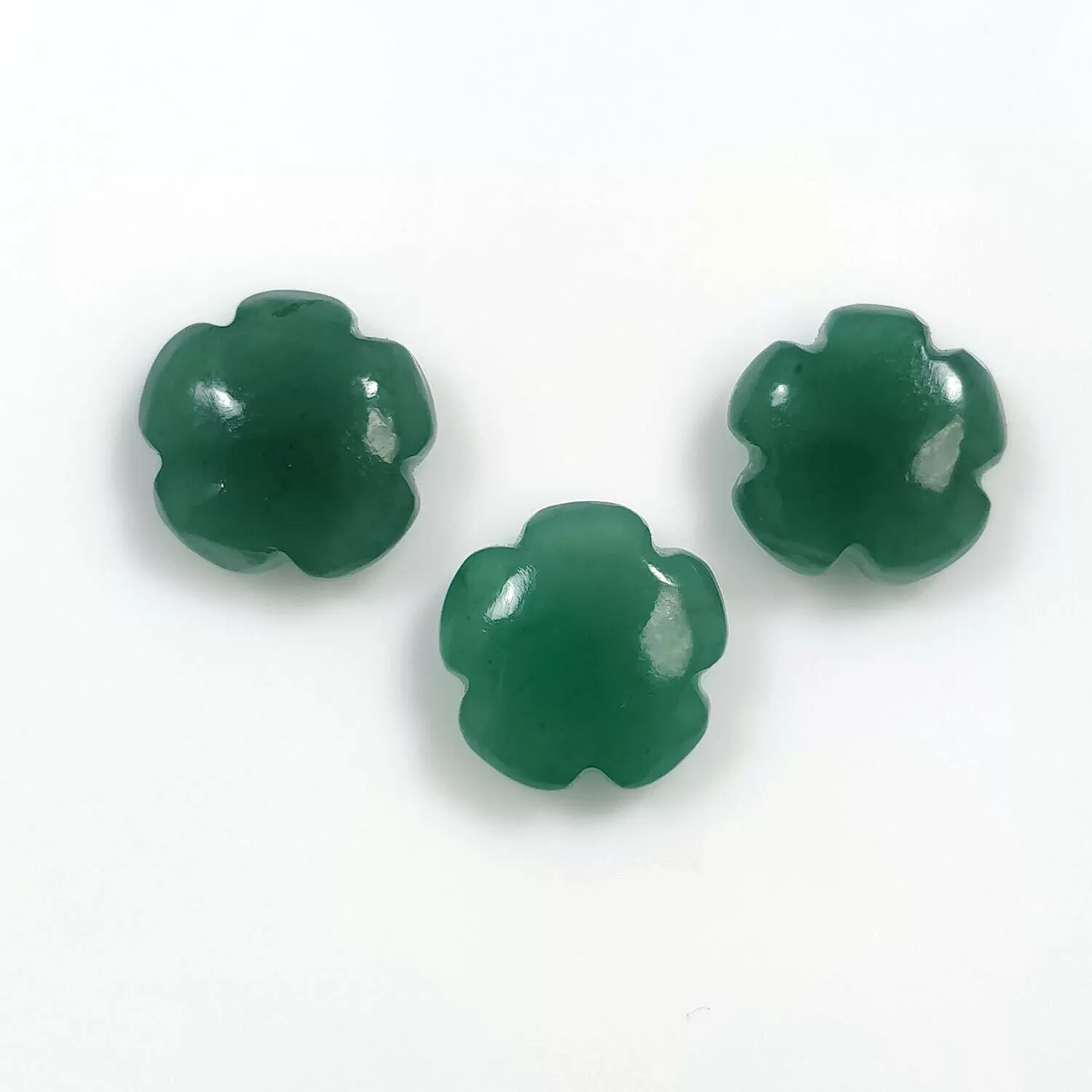 GREEN QUARTZITE Gemstone Carving : 11.00cts Natural Untreated Quartzite Hand Carved Flowers 10mm - 11mm 3pcs