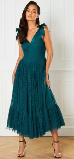 Green Tulle Midi Dress