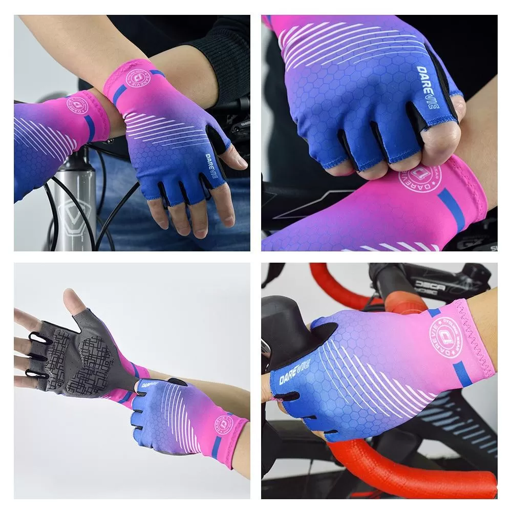 Half Finger Cycling Gloves Gel Pad Shockproof Cycling Gloves Breathable Bike Gloves No Velcro Biking Gloves Road MTB