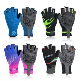 Half Finger Cycling Gloves Gel Pad Shockproof Cycling Gloves Breathable Bike Gloves No Velcro Biking Gloves Road MTB