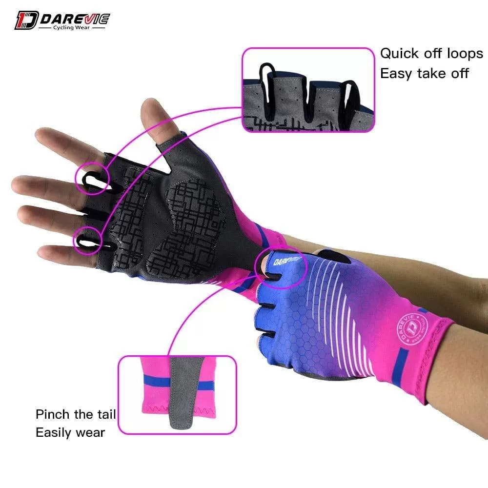 Half Finger Cycling Gloves Gel Pad Shockproof Cycling Gloves Breathable Bike Gloves No Velcro Biking Gloves Road MTB