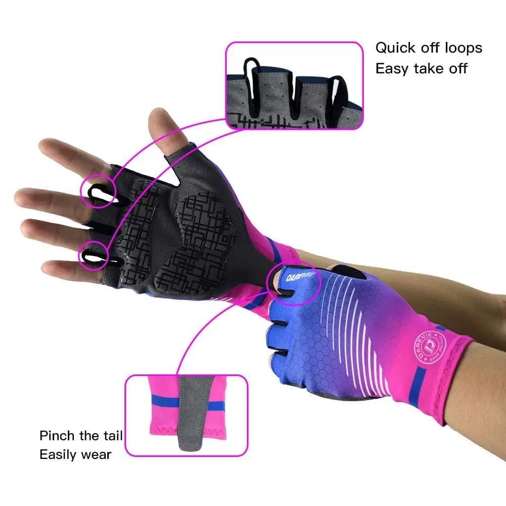 Half Finger Cycling Gloves Gel Pad Shockproof Cycling Gloves Breathable Bike Gloves No Velcro Biking Gloves Road MTB