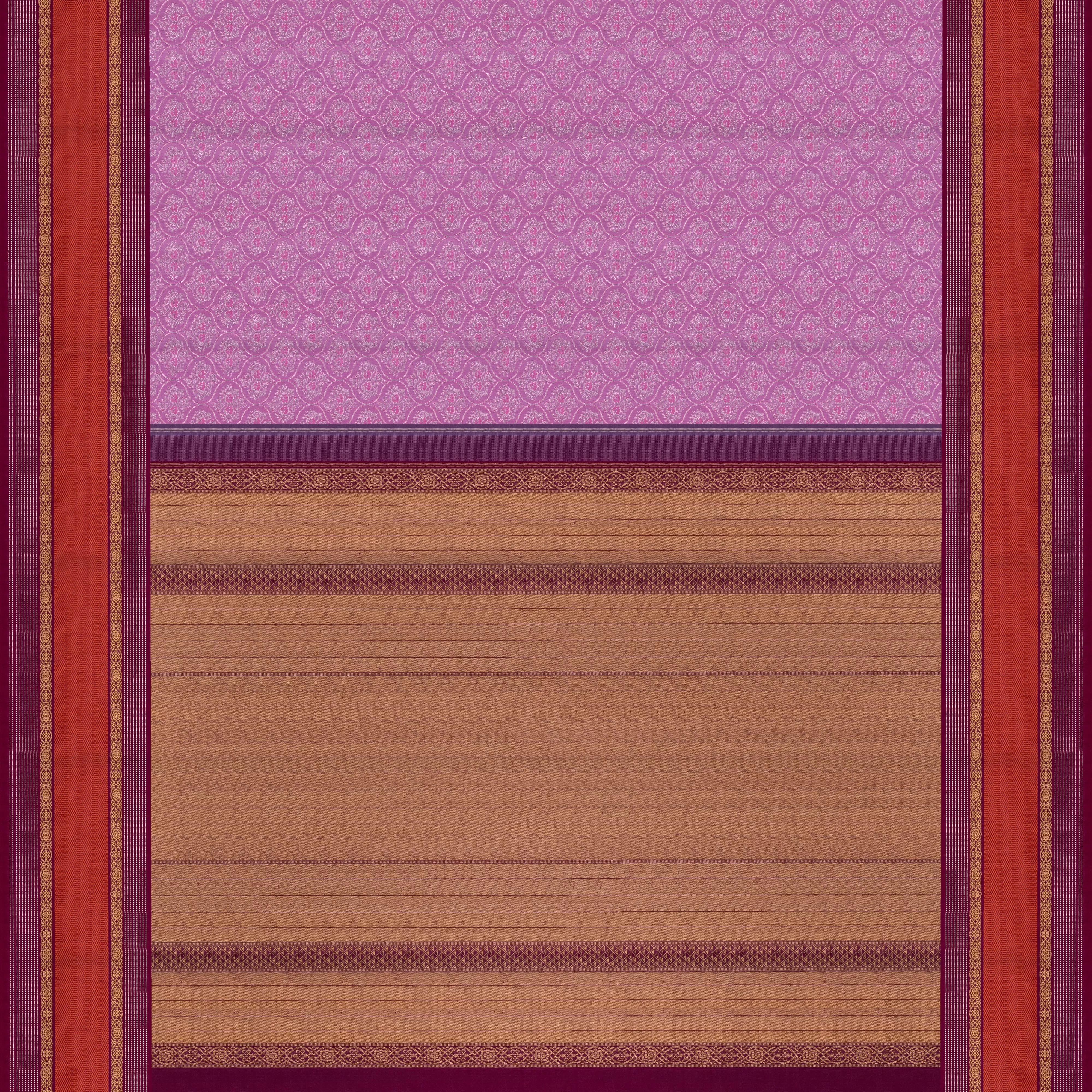 Handwoven Lavender with Maroon Kanjivaram Silk Saree - 2006T009061DSC