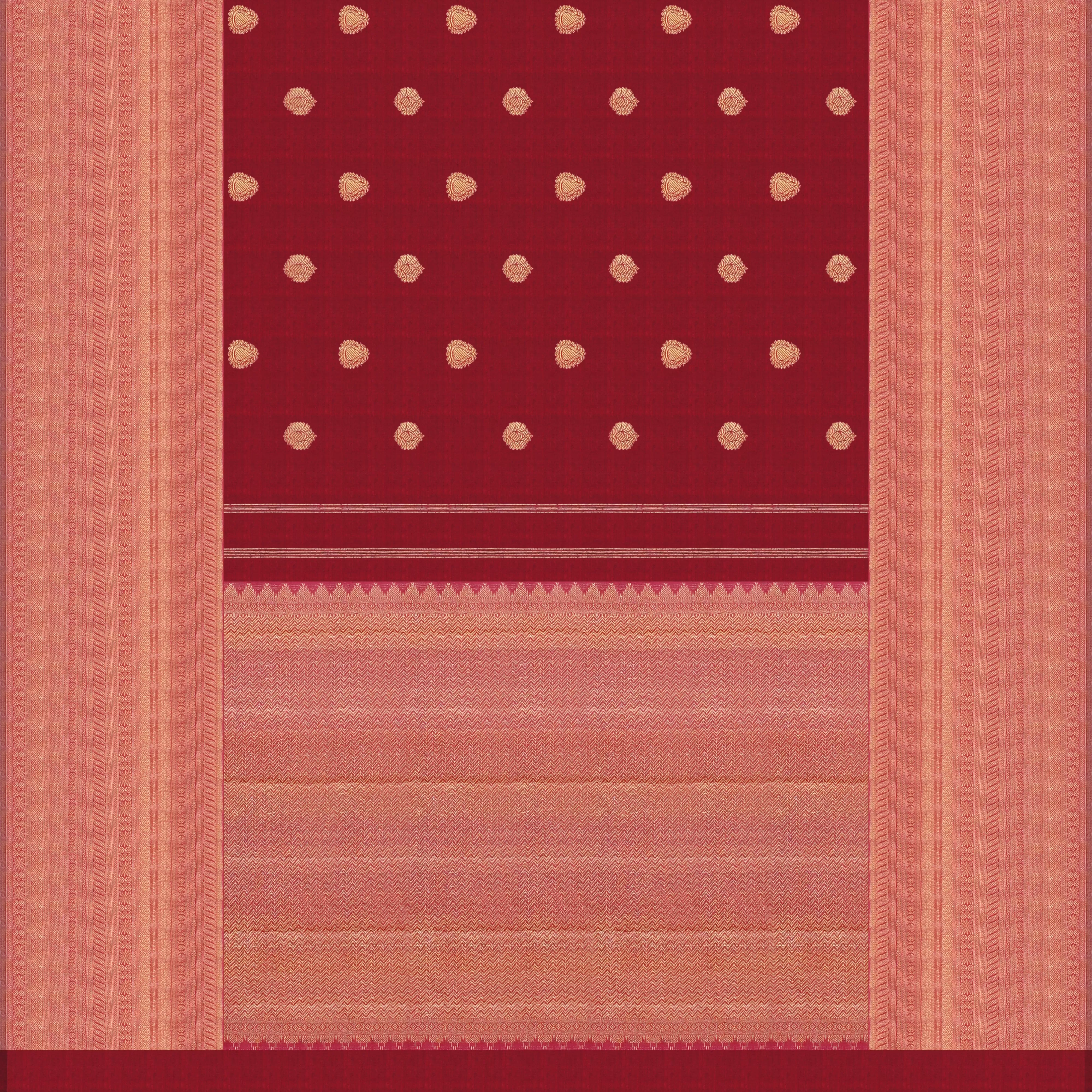 Handwoven Maroon Kanjivaram Silk Saree - 1535T006160DSC