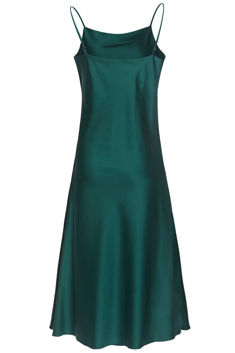 Happy Hour Emerald Satin Soft Cowl Neck Slip Dress