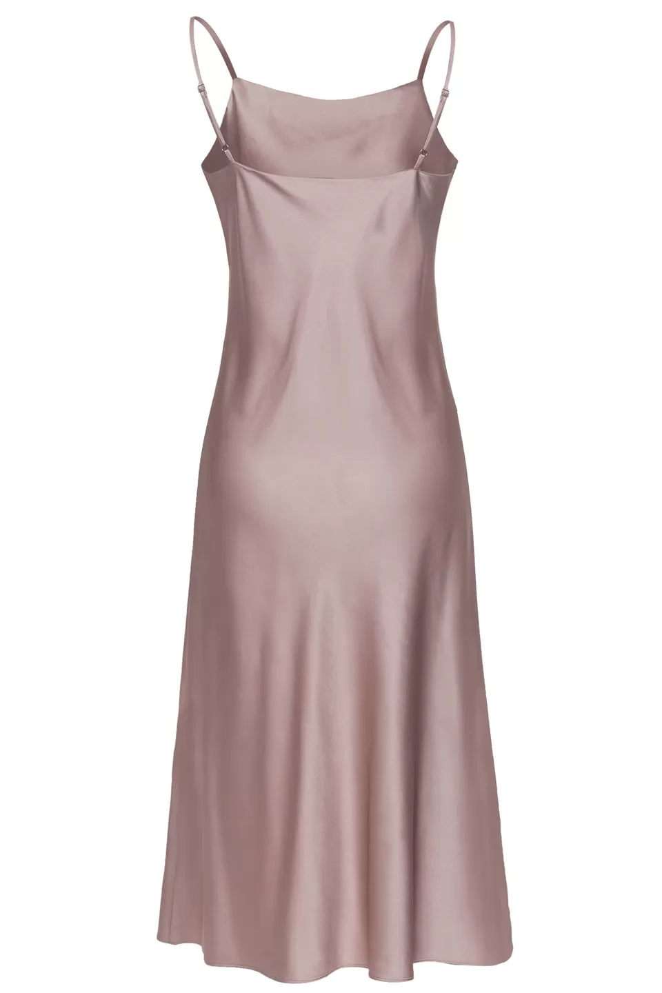 Happy Hour Shell Pink Satin Soft Cowl Neck Midi Dress