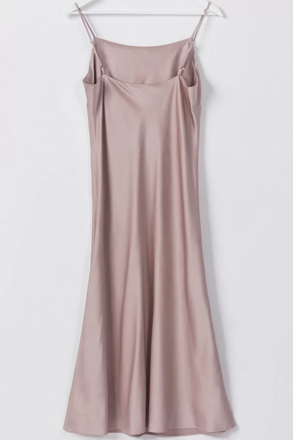 Happy Hour Shell Pink Satin Soft Cowl Neck Midi Dress