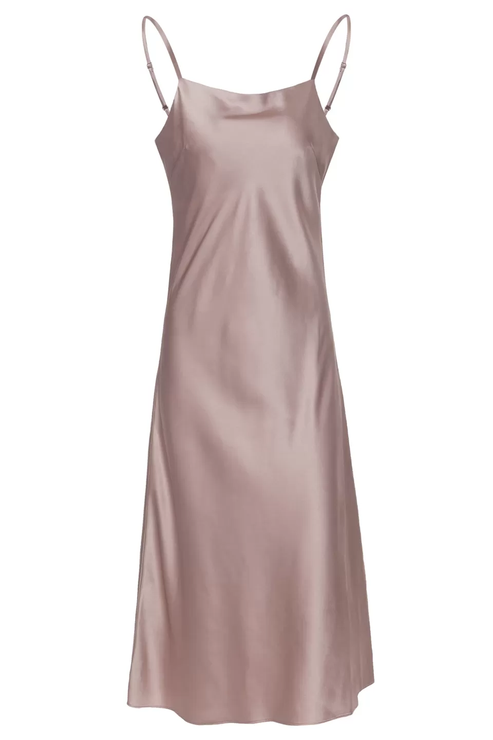 Happy Hour Shell Pink Satin Soft Cowl Neck Midi Dress