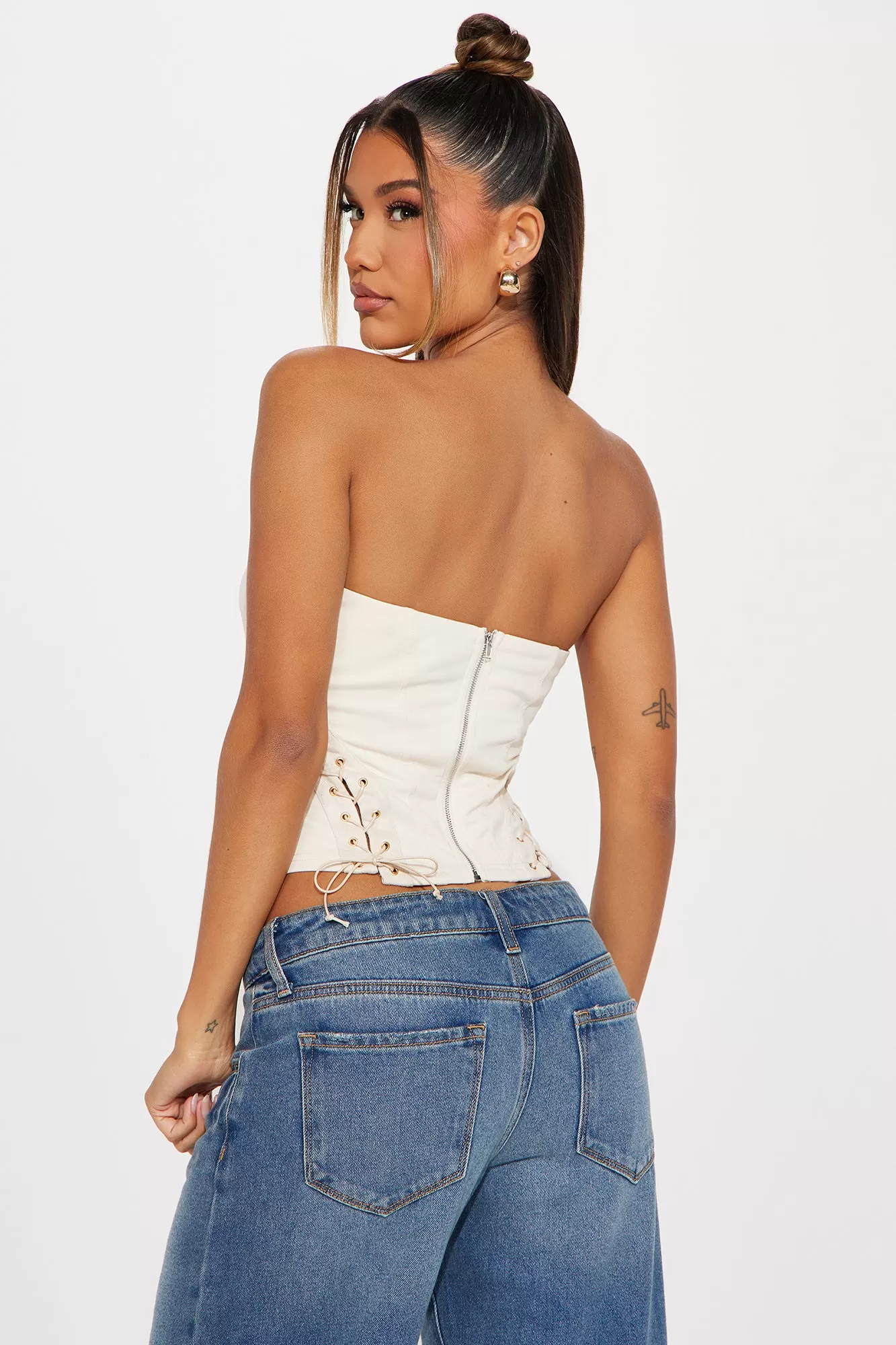 Hot For Me Lace Up Corset Top - Beige