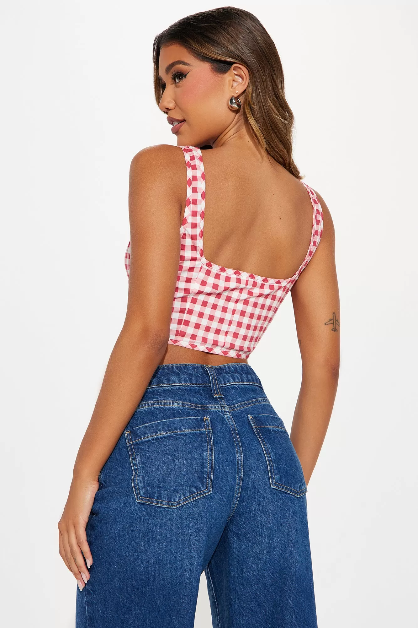 Inde Gingham Top - Red/combo