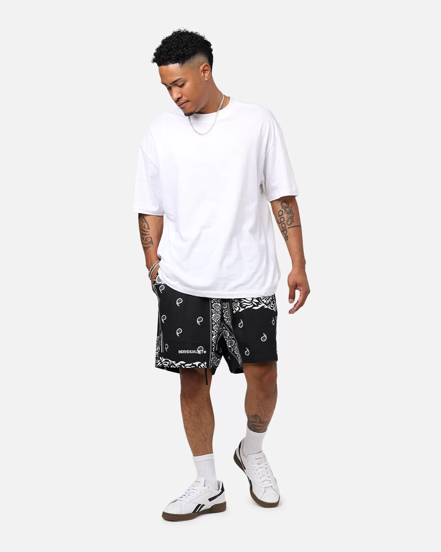 Individualist Lab Finger Print Bandana Shorts Black