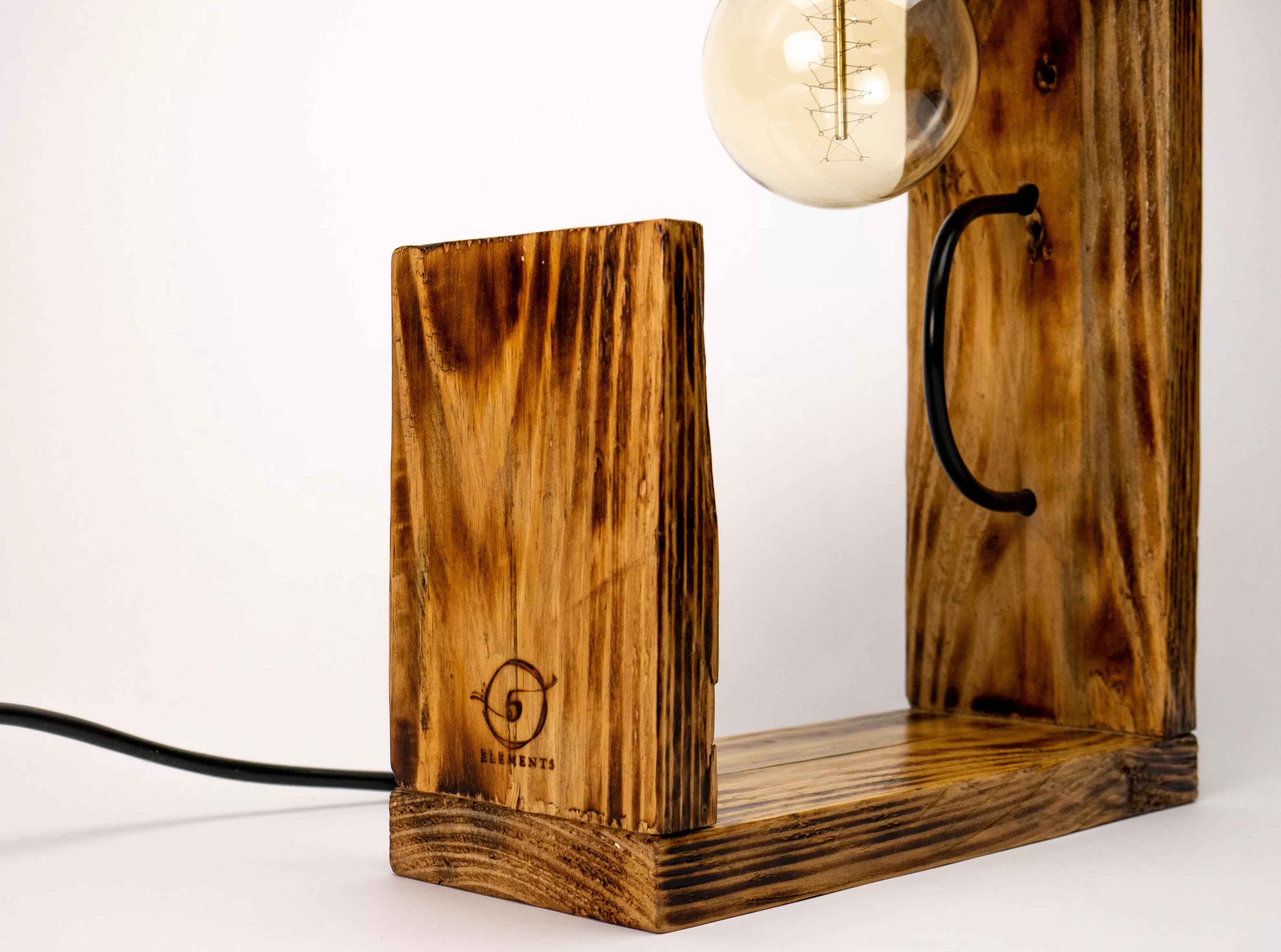 Industrial Desk Lamp, Recycled Wood Tabletop Lamp, Ecofriendly Tabletop Lamp