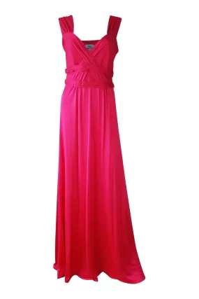 ISSA Hot Pink Jersey Silk Grecian Style Maxi Dress (UK 12)