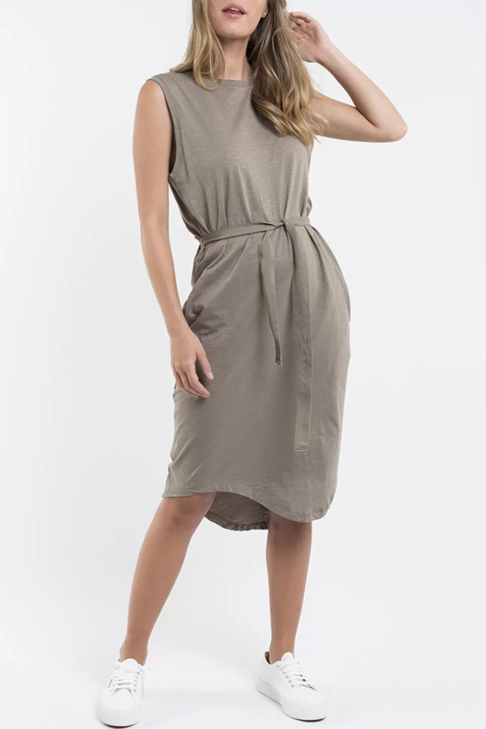 Jimbaran Bay SL Khaki Knit Midi Dress