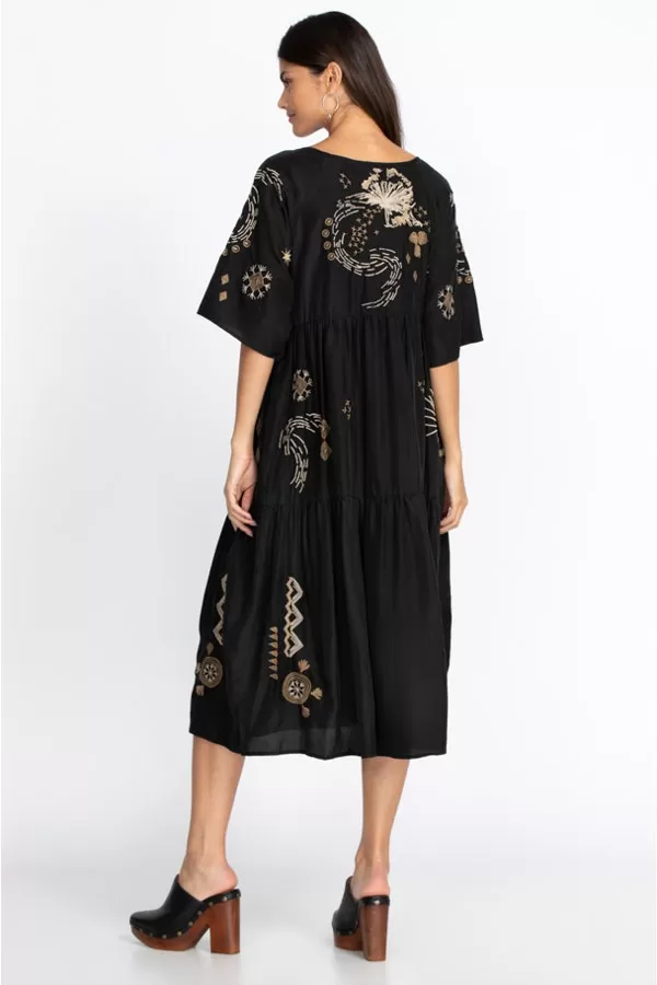 Johnny Was Antonia Raglan Tiered Silk Dress